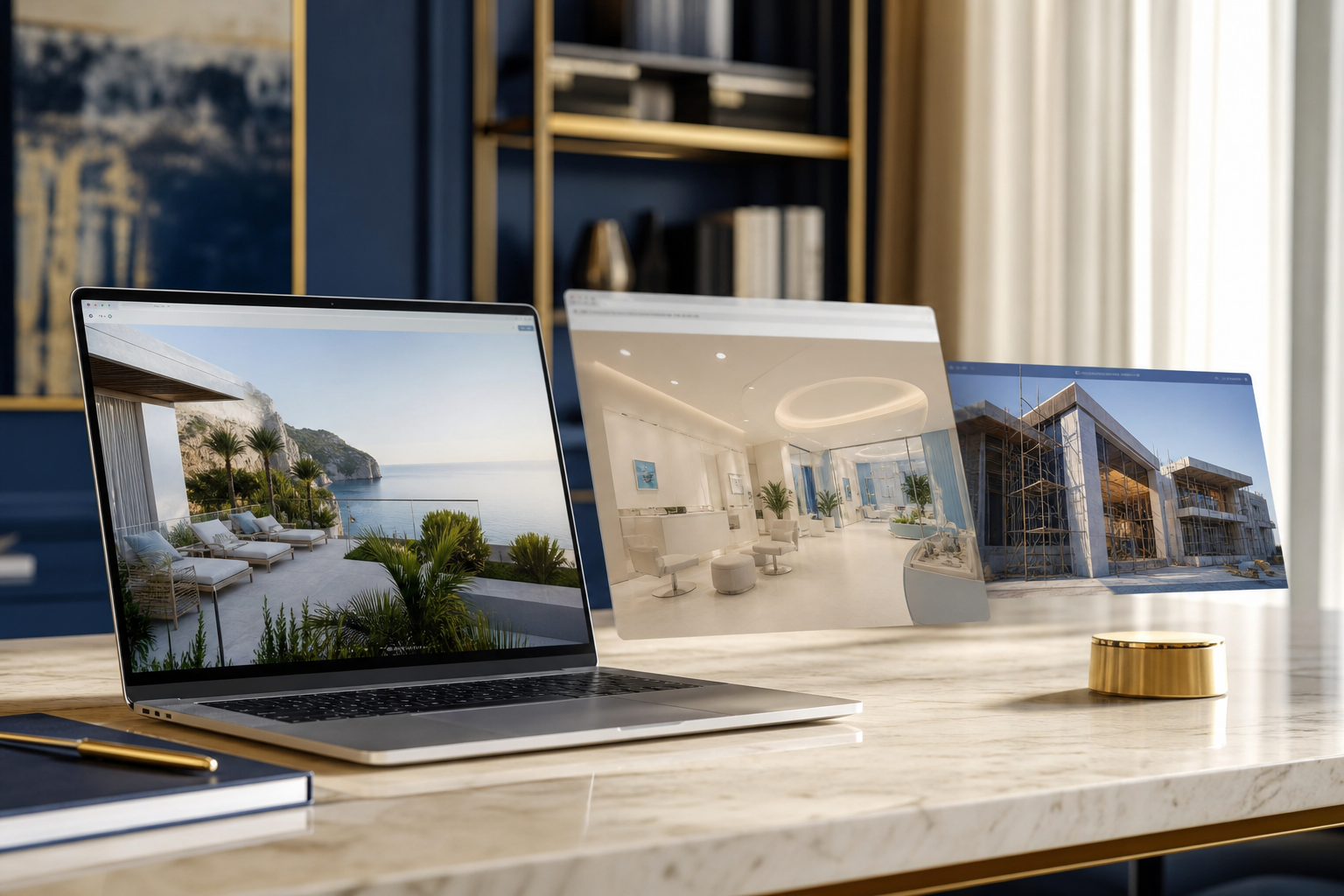 Websites designed by MerchantHours for hotels, clinics and construction businesses
